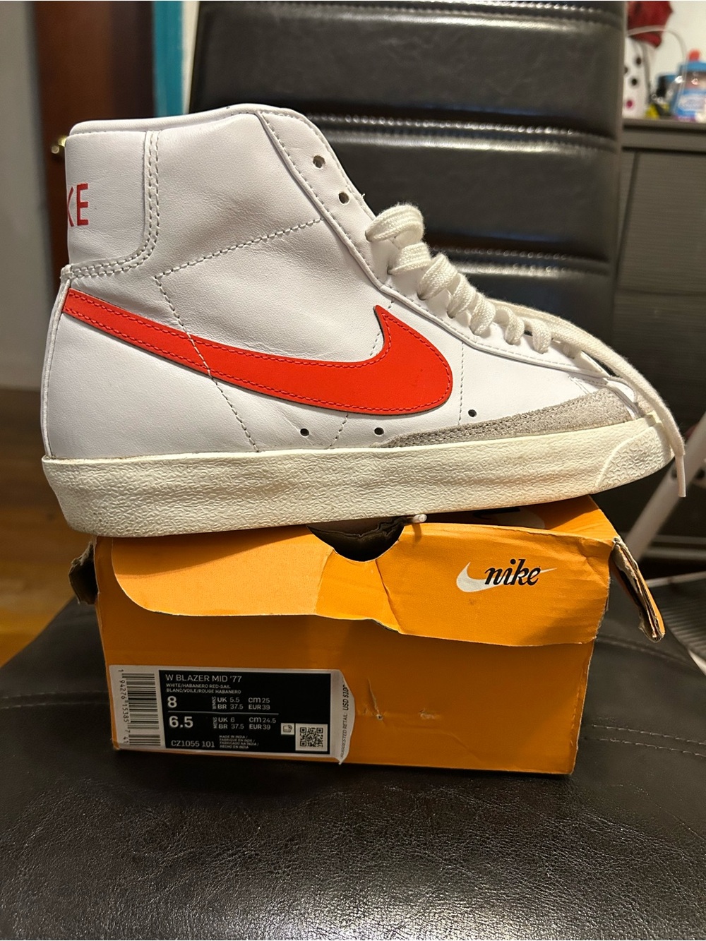 Nike Blazer Mid '77 White with Orange Swoosh